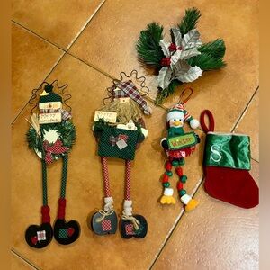 Christmas ornaments bundle. Snowman 15”, Santa penguin, Santa stocking, decorate